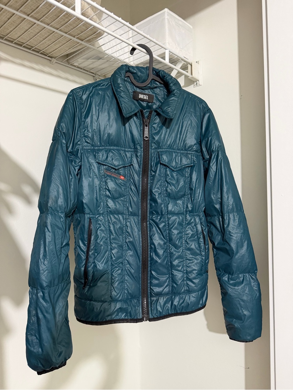 Diesel Men's Teal Quilted Puffer Jacket